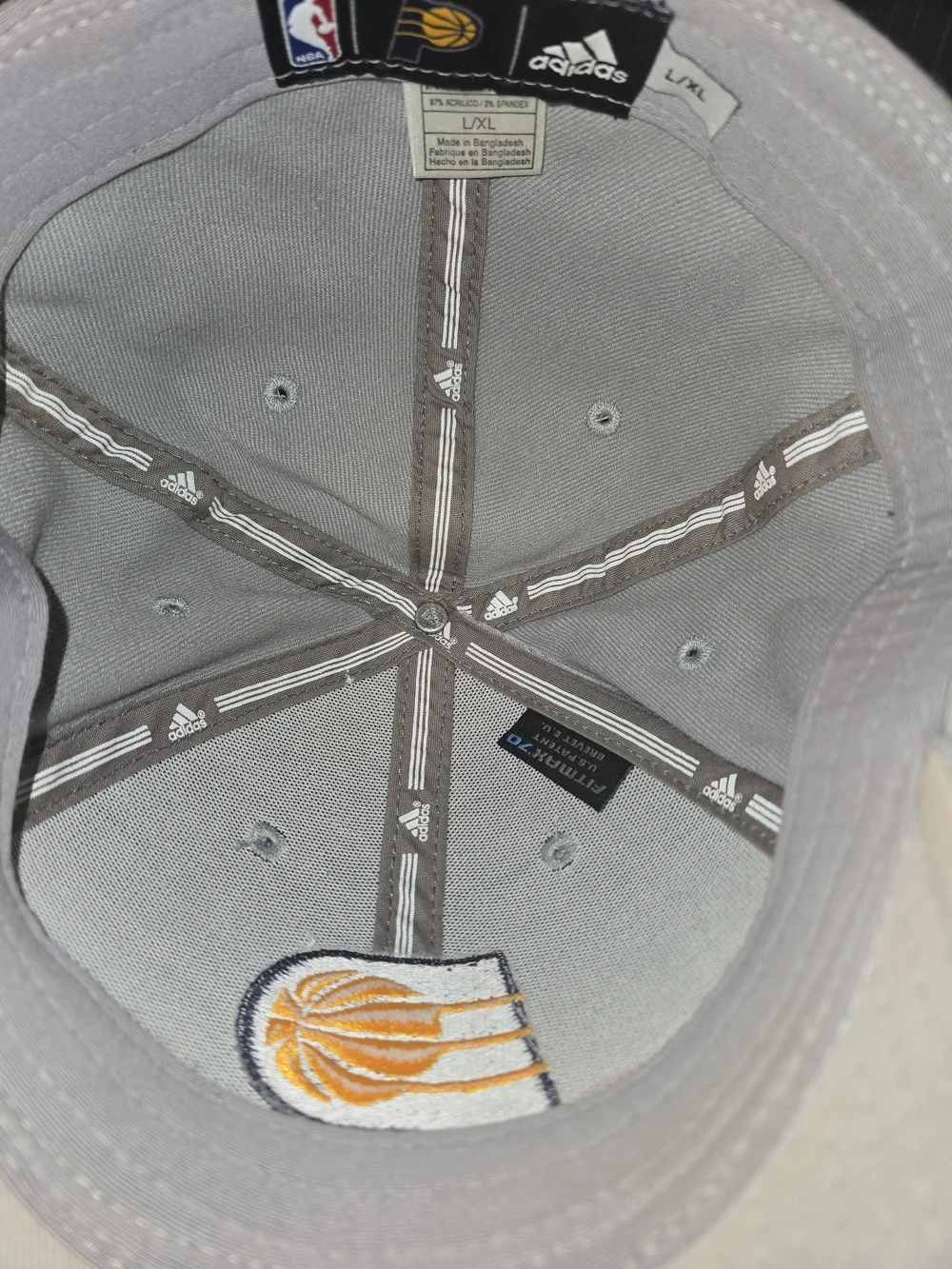 Adidas Indiana Pacers NBA Gray Fitted Flex Hat L/XL Basketball Cap